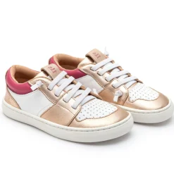 Tip Toey Joey Girl's Ollie Sneakers - White/Metallic Salmon Sale