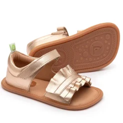 Tip Toey Joey Girl's Ruffy Sandals - Metalic Salmon Sale