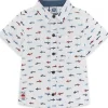 Tuc Tuc Shark Poplin Button Down Shirt, White New