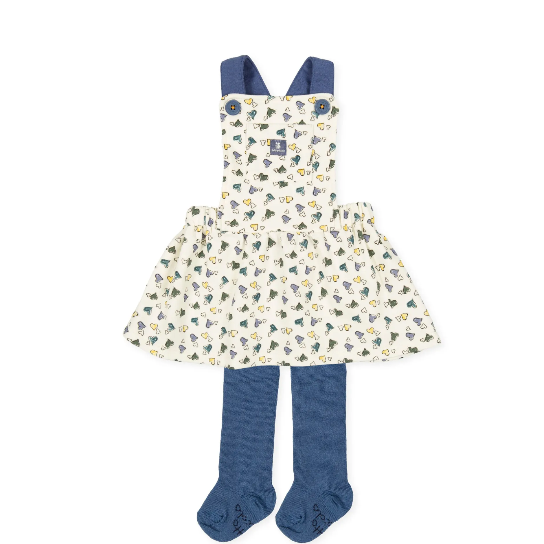Tutto Piccolo 9422 Pichi Leotardos Punto Roma Pinafore Dress With Tights - Ecru Online