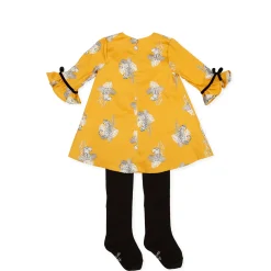 Tutto Piccolo 9227 Vestido Satén Con Leotardos Dress With Tights - Mustard Sale
