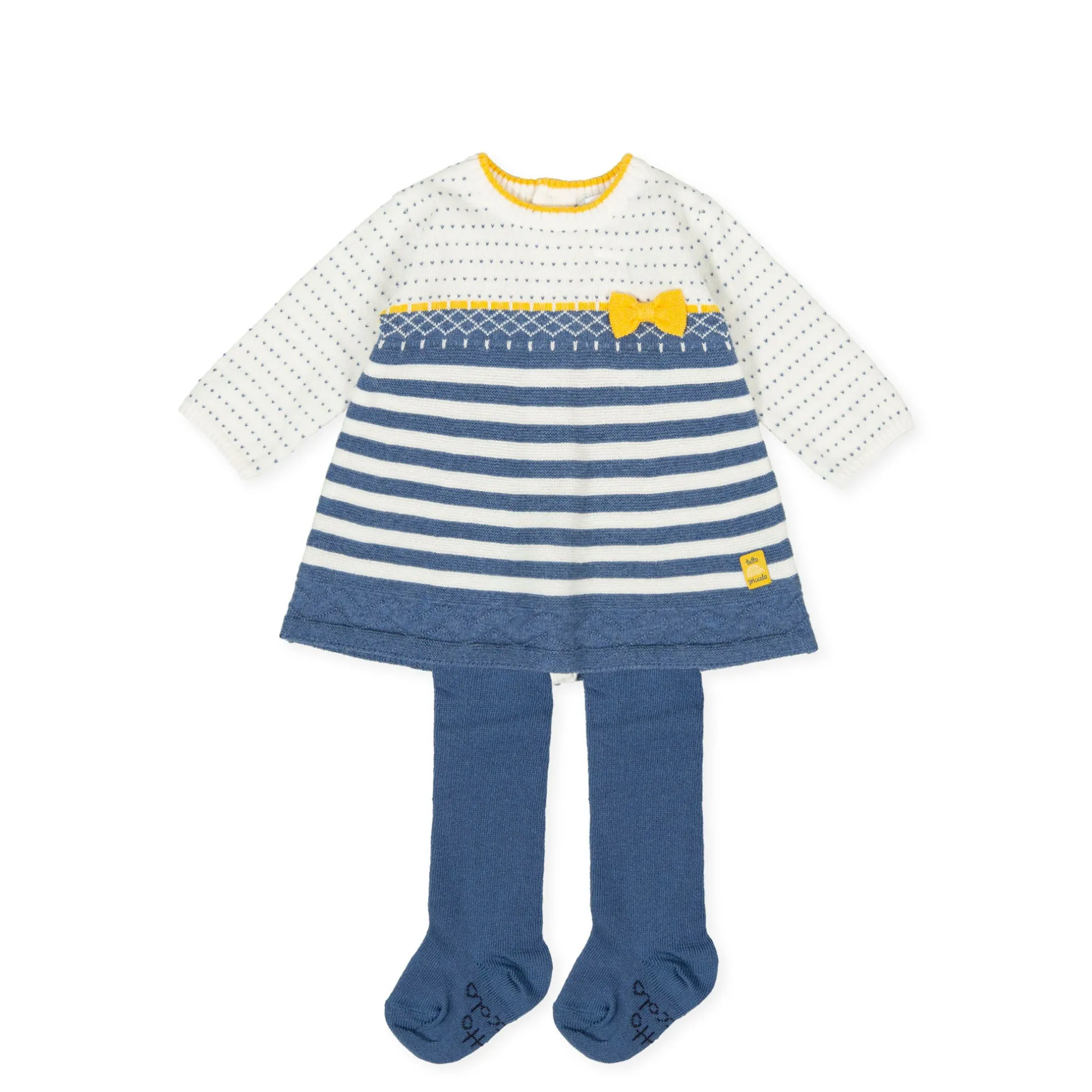 Tutto Piccolo 9204 Vestido Tricot Knitted Dress With Tights - Dark Blue Discount