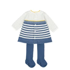 Tutto Piccolo 9204 Vestido Tricot Knitted Dress With Tights - Dark Blue Discount