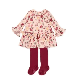 Tutto Piccolo 9225 Vestido Viyela Dress With Tights - Petal Clearance