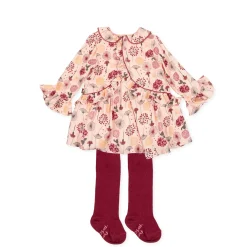 Tutto Piccolo 9225 Vestido Viyela Dress With Tights - Petal Clearance