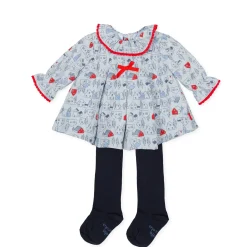 Tutto Piccolo Vestido Viyela Dress With Tights - Indigo Clearance